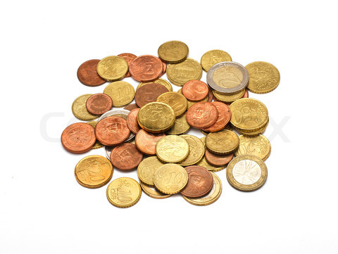 A few euros coins, isolated